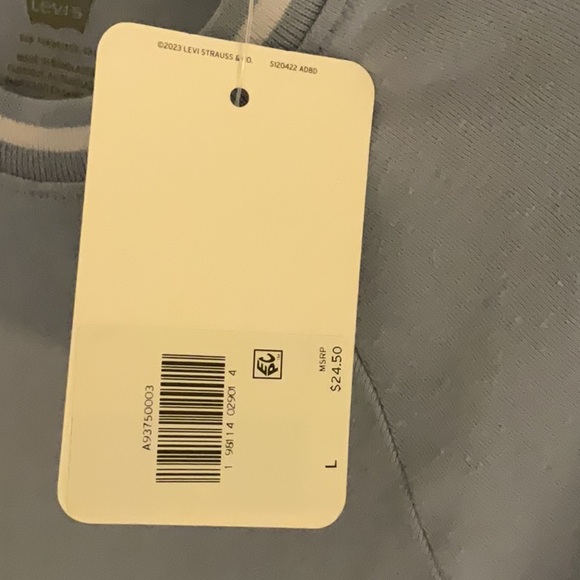 Levi’s Slim Fit Cotton Crewneck Tee, Size L, Light Blue/White Trim, NWT - Picture 8 of 8